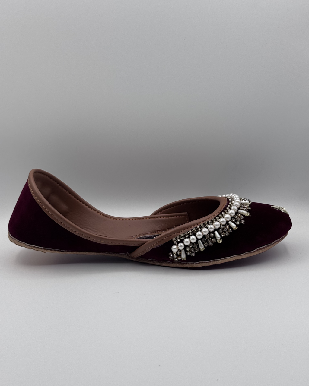Maroon Pearl Fancy Khussa For Women
