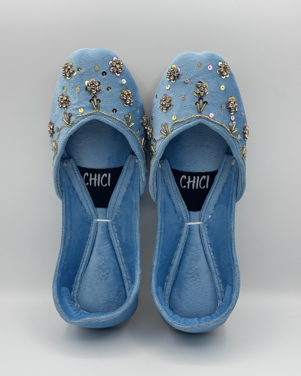 Sky Blue Fancy Khussa For Women