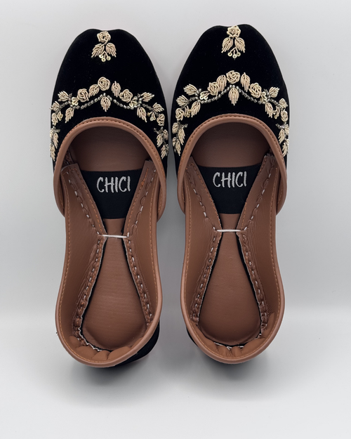 Black Fancy Khusa For Women