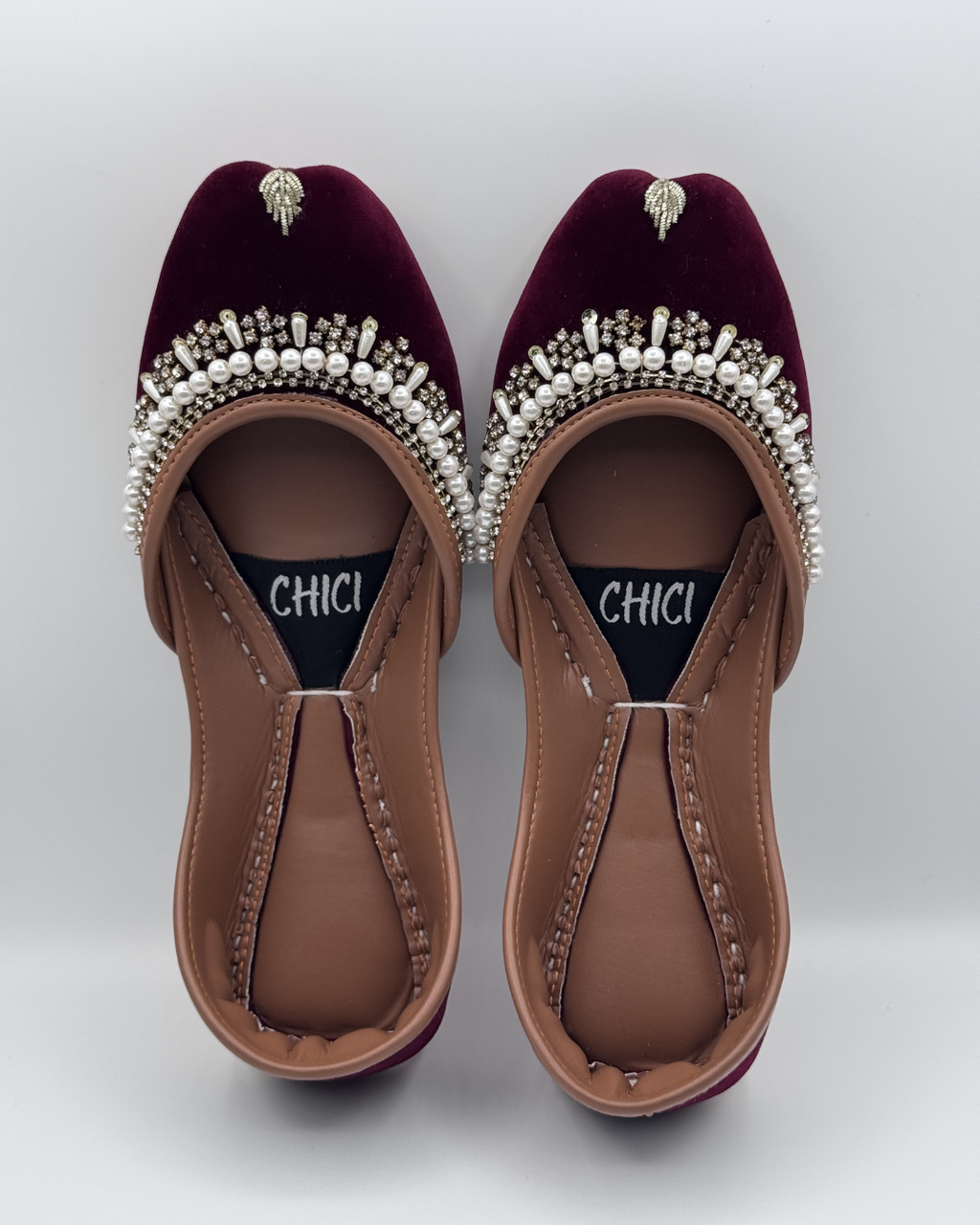 Maroon Pearl Fancy Khussa For Women