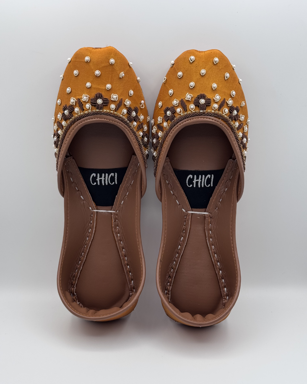 Mustard Pearl Fancy Khussa For Women