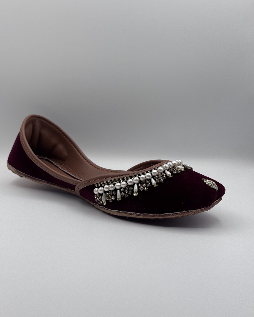 Maroon Pearl Fancy Khussa For Women