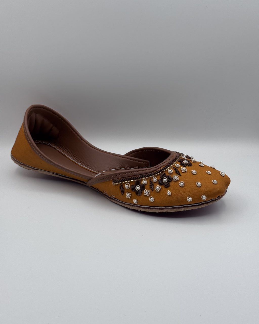 Mustard Pearl Fancy Khussa For Women