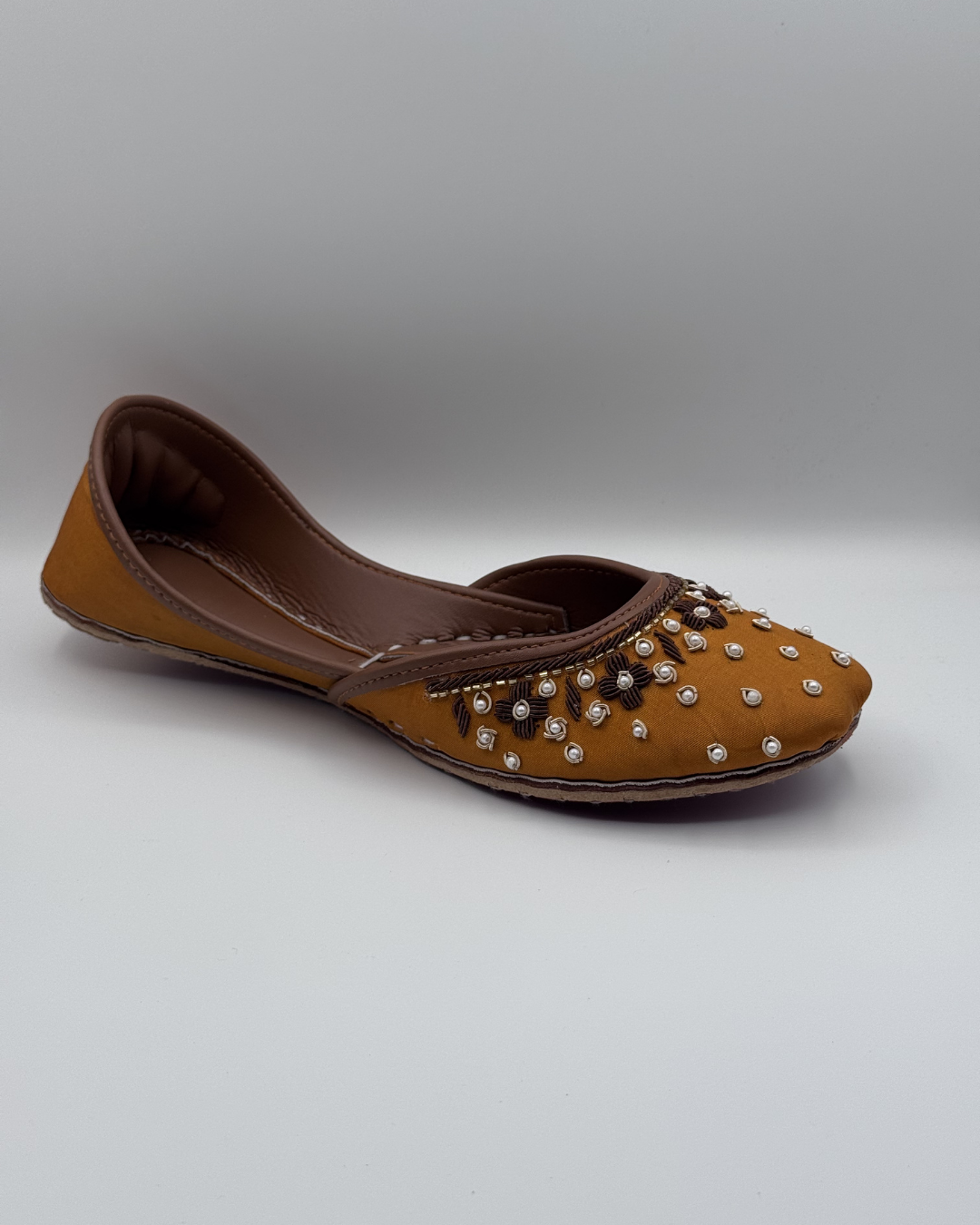 Mustard Pearl Fancy Khussa For Women