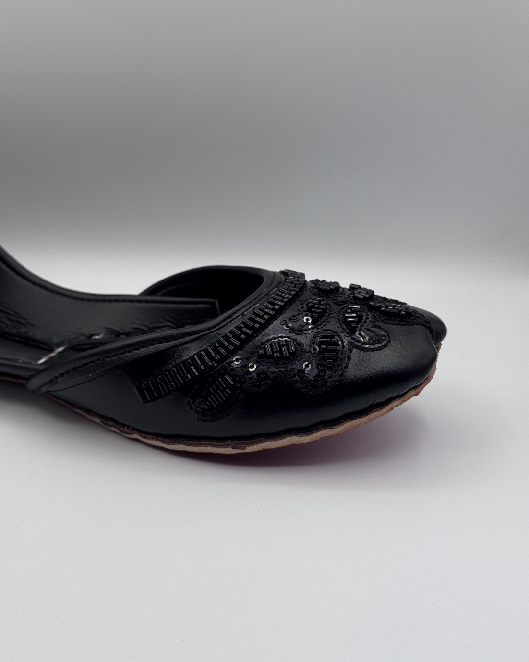 Black Beaded Fancy Khussa For Women