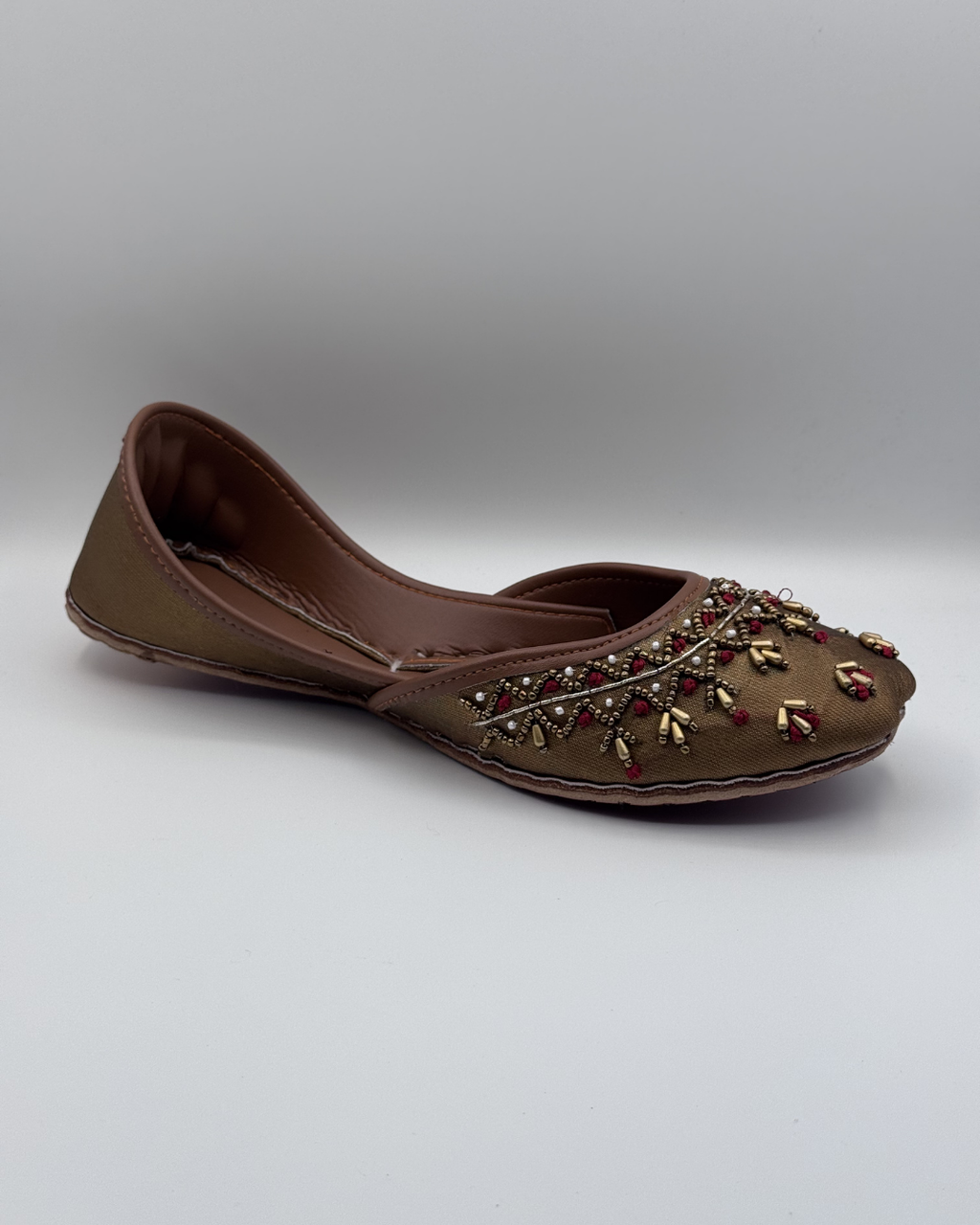 Olive Embroidered Fancy Khussa For Women