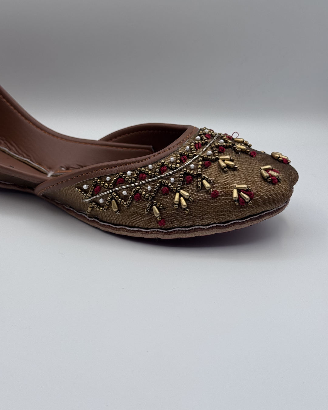 Olive Embroidered Fancy Khussa For Women
